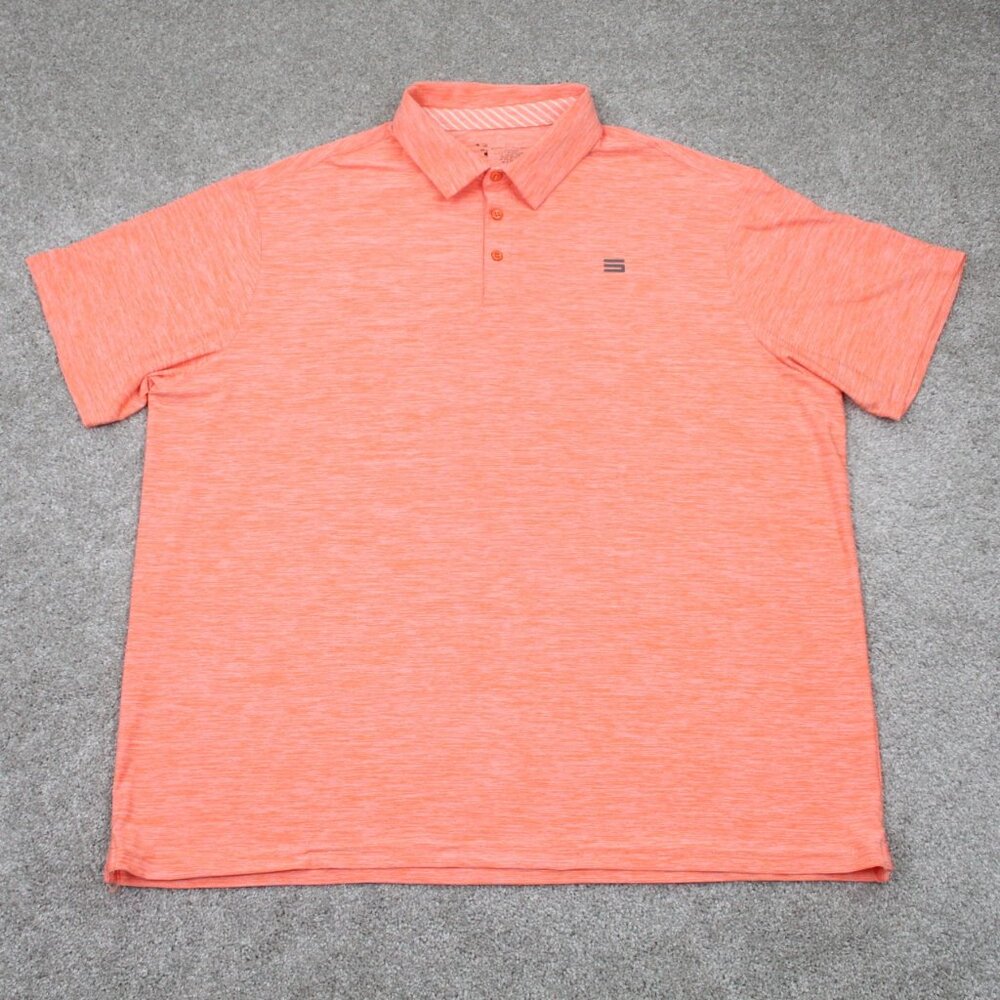 Three‎ Sixty Six Polo Shirt Mens 3XL XXXL Orange Performance Stretch Golf S/S